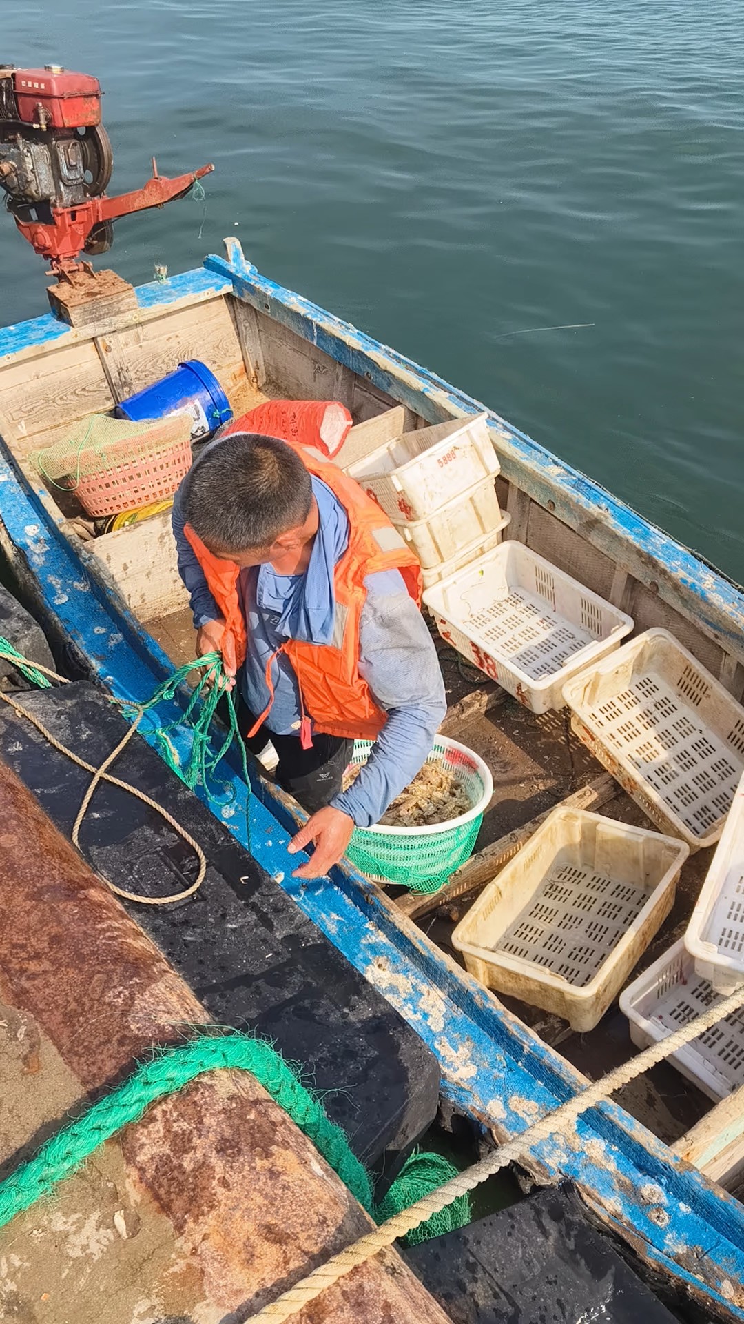威海海源码头，刚刚打捞上来的海鲜特新鲜